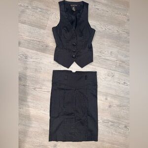 Vintage Grass Collection Blk Pinstripe Vest & Pencil Skirt gently used size S
